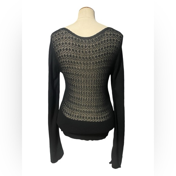 Free People Ruffle Front Sweater Black Small - Picture 3 of 3